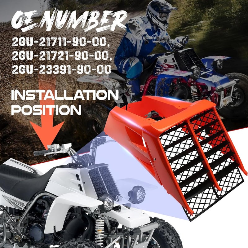 ATVMaster Orange Plastic Gas Tank Side Covers with Grill, Compatible with Yamaha Banshee 350 1987-2006, 2-PC Set, OE 2GU-2171L-00-00 - Image 2